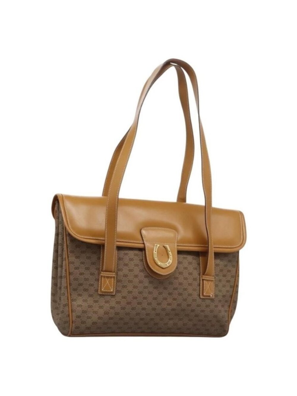 Authentic GUCCI Micro GG Supreme Shoulder Bag PVC Beige Gold 001 115 1199